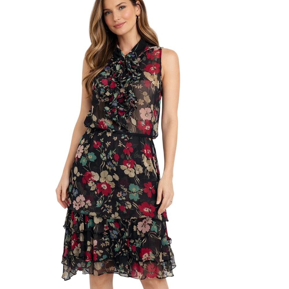 Lauren Ralph Lauren Petite Floral Ruffle Top & Skirt Set Womens 10P
